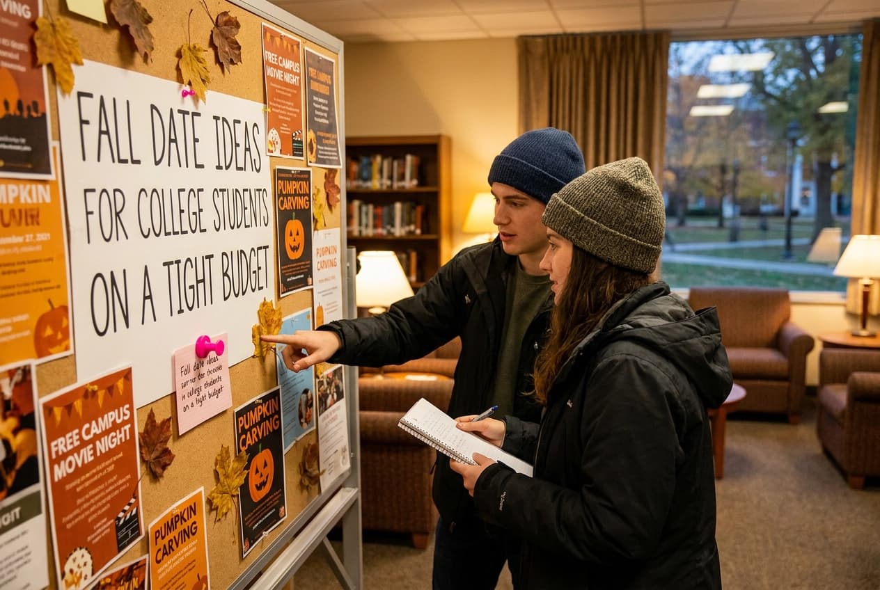 Professional header image for list-based article: Fall Date Ideas for College Students on a Tight Budget