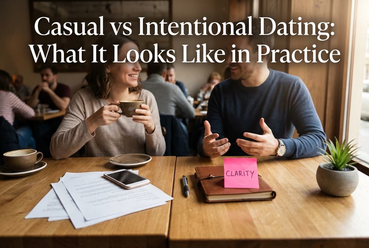 Professional header image for comparison analysis: Casual vs Intentional Dating: What It Looks Like in Practice
